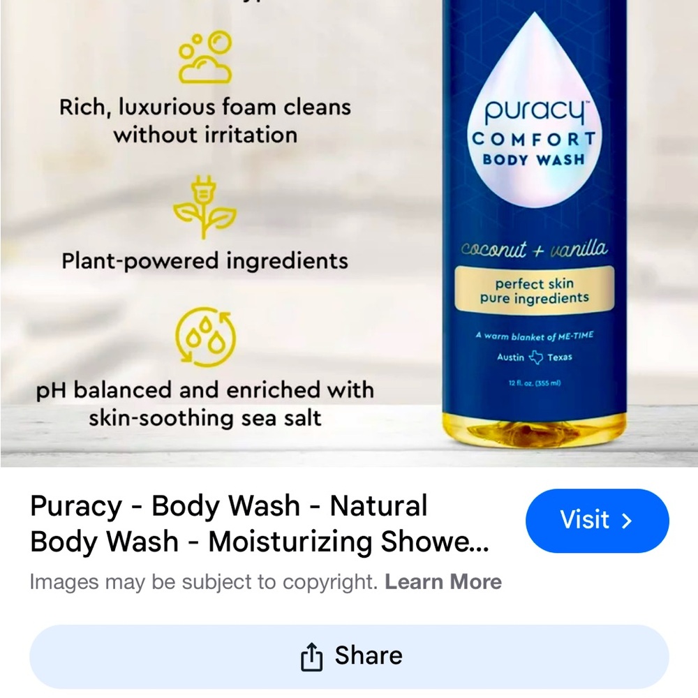 Puracy body wash NEW IN BOX